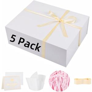 UoeRing 5 Pack White Extra Large Gift Box 20x16x7 Inch Magnetic Lid, 1 Count