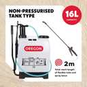Oregon Backpack Pressure Garden Chemical/Weed Killer Sprayer with Lance and 4 Adjustable Spray Nozzles, 16 Liters, Knapsack Wearable Gardening Accessories