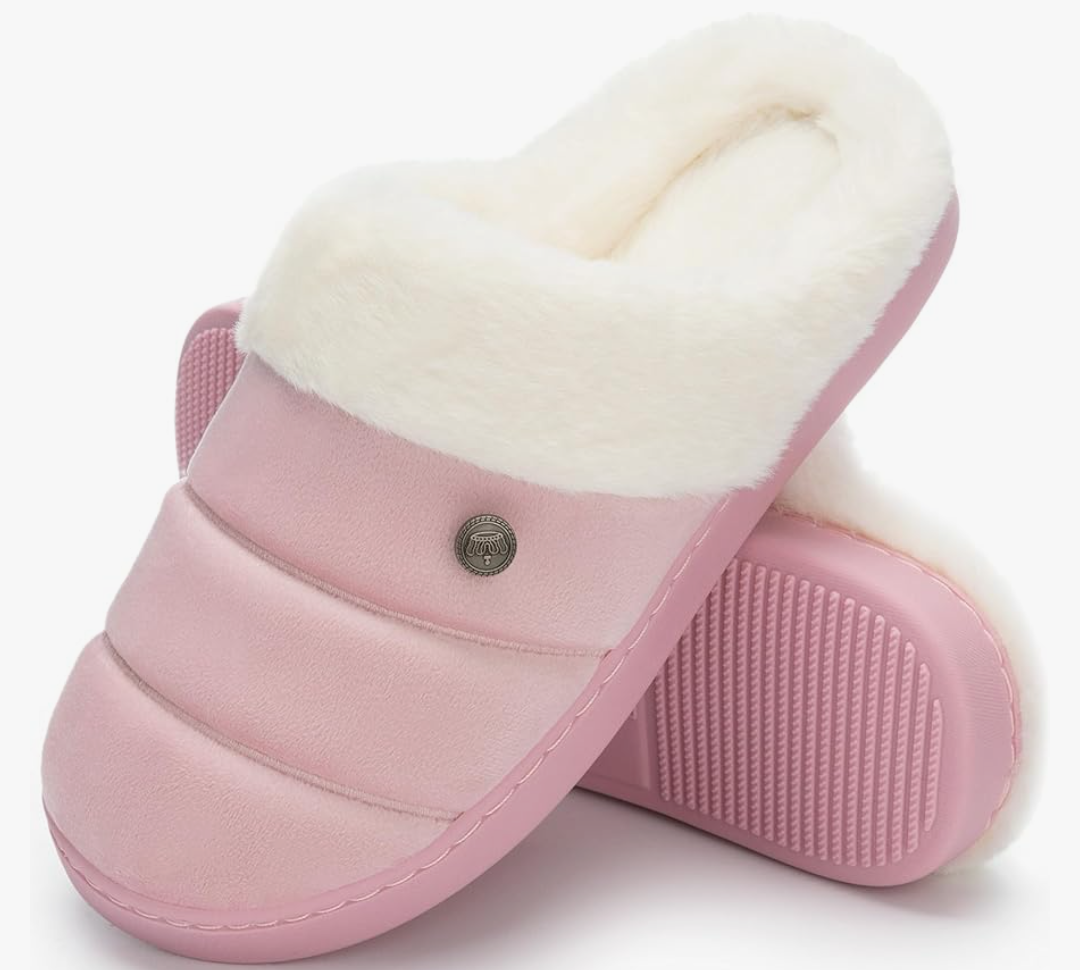 NineCiFun Women's Cozy Fuzzy Slippers Memory Foam Plush Soft Non-Slip House Shoes Warm Indoor Outdoor Slippers US 7-8