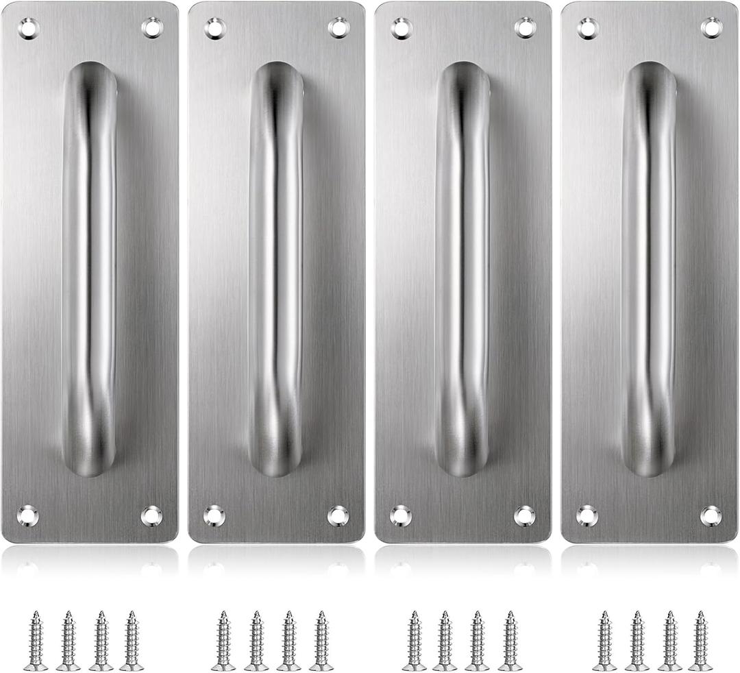 Sumnacon Stainless Steel Door Handle, 4 Pack Pull Push Handle 7.9x2.5 Inch, for Wooden and Composite Doors, Garage, Barn, Home, Commercial Use, Silver