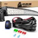 Nilight 52Inch 300W Curved Spot Flood Combo Led Light Bar Off Road Driving Boat Fog Lights 12V On/Off 5 Pin Rocker Switch Power 12AWG Wiring Harness Kit-1 Lead for Trucks