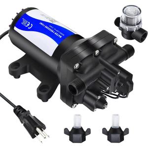 110V AC Water Pressure Booster Pump, 5.5 GPM 75 PSI Diaphragm Transfer Pump with Automatic Pressure Switch, Quiet Self-Priming Pump for RV, Home, Garden Hose & Irrigation