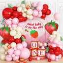 Strawberry Balloon Arch Garland Kit, Red and Pink Balloons with Strawberrys Foil Balloons for Girls First Birthday Berry Sweet Baby on the Way Baby Shower Strawberry Theme Party Decorations