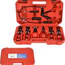 BETOOLL 9pc Hose Clamp Pliers, Professional Automotive with Flexible Wire Long Reach, Clic R Type Swivel Jaw and Flat Band Pliers for Coolant Radiator Heater/Water Hose (Red)