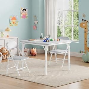 IDEALHOUSE 3 Piece Boys Girls Folding Table and Chairs Set, Activity Table and Chairs Set for Dining Room, Daycare, Classrooms