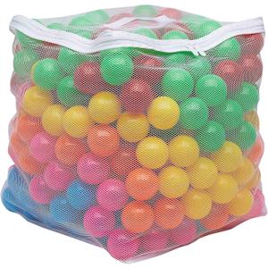 Amazon Basics BPA Free Ball Pit Balls with Storage Bag, Crush-Proof Plastic for Toddlers Kids 12+ Months Play, Phthalate Free, 6 Bright Colors, Pack of 400