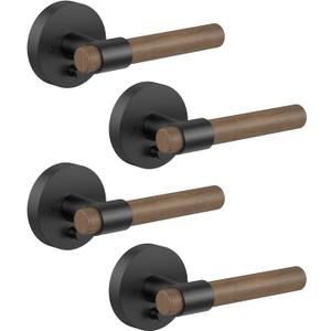 Asidrama 4 Pack Privacy Matte Black Door Handles, Indoor Solid Wood Heavy Duty Door Lever with Door Knobs for Bedroom or Bathroom, Door Handles Interior with Locks for Left Right Sided Doors