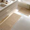 Large Waffle Bath Mat Set, Non Slip Bath Rug Set, Ultra Absorbent Bath Mats for Bathroom Decor, Extra Soft Floor Bathroom Rugs Sets 2 Piece, Washable Bath Runner Rug, Brown, 20"47" & 16"24"