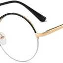 Half Rimless Eyeglasses Glasses Frame Shape Metal Round Anti Blue Light Ray Eyewears