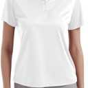 Women's Polo Shirts UPF 50+ Casual Work Quick Dry 4 Buttons Short Sleeve Collared Golf Shirt (White,Medium)