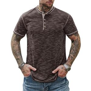 VOGSTART Men Henley Shirts Stretch Classic Summer Casual 5 Button T-Shirt (XL)