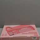 Wireless Keyboard and Mouse Combo, Typewriter Keyboard with Magnetic Wrist Rest, FullSize Cute Round Keycaps, Sleep Mode, 2.4G Keyboards for Mac/Windows/PC, Office or Home, Trueque CK23Pro