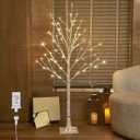 Hairui Lighted Birch Tree Plug in 4FT 72 LED White Twig Tree with Lights for Thanksgiving Christmas Room Decorations Indoor Outdoor