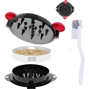 Chicken Shredder Tool Twist Pro - Large Meat Shredder for Chicken Breast, Pulled Pork, Beef with Upgraded Stainless Steel Spikes Wall Mounted Design BPA-Free Kitchen Essentials Gadgets (Red/Black)