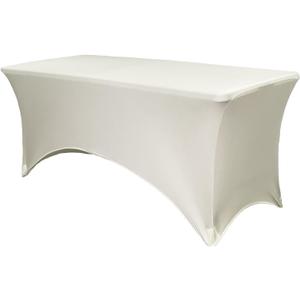 YOUR CHAIR COVERS Rectangular Spandex Table Covers 6ft Fitted Tablecloth Wedding Event Patio Decorations Elastic Fabric Stretch Tables Cover for 6 ft Folding Table (Ivory)