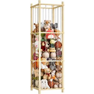 Solid Pine Stuffed Animal Storage, 56" Large Wooden Toy Organizer Tower | 100% solid pine, extra-wide & high open design. Whole rope hand-polished. Holds large plush toys for kids playroom bedroom