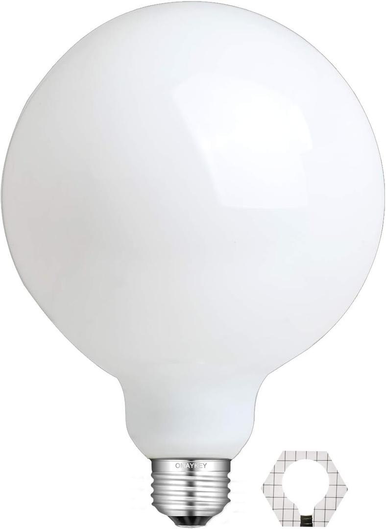 OMAYKEY 15W Dimmable Large LED Globe Bulb, Opal Glass Bulb 100W Equivalent 1000 Lumens, 4000K Neutral White E26 Medium Base, Vintage Edison G125/G40 Oversize Globe, Milky White Light Bulb