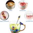 Flower Tea Cup,Butterfly Rose Clear Glass Fancy Coffee Mug with Spoon,Gift Box for Her Mom Wife Grandma Girls Women Christmas Birthday Present Idea for Juice,Hot And Cold Drinks Use