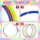 Syhood 12 Pcs Toy Color Hoop Plastic Detachable Adjustable Hoop Light Weight Exercise Fitness Equipment Toy Waist Ring for Adult Party, 3 Sizes(Green, Pink, Yellow, Dark Blue)