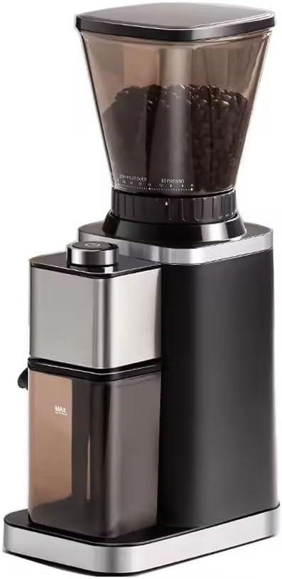 Coffee Grinder, 250g Capacity, Adjustable Coarseness Settings, Stainless Steel Burrs, Black (Square)
