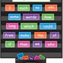 Standard Pocket Charts for Classroom, Interactive and Versatile Pocket Chart 28"x28" Sentence Strip Holder for Vocabulary, Practice Spelling, Display Number Patterns (Black)