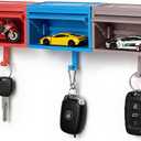 3 Pcs Car Garage Key Holder, Small Toy Car Garage Effortless Wall Mount Organizer for Wall Mount with Opening Door (Car Models Not Included)