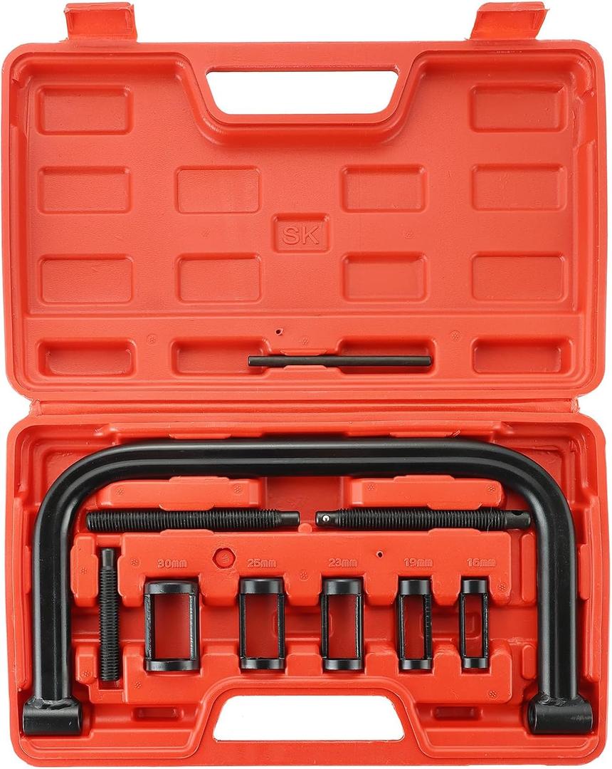 Valve Spring Compressor C Clamp Service Kit, Auto Compression C-Clamp Tool Service Kit for ATV, Car, Motorcycle,Small Engine Vehicle Equipment (Red)