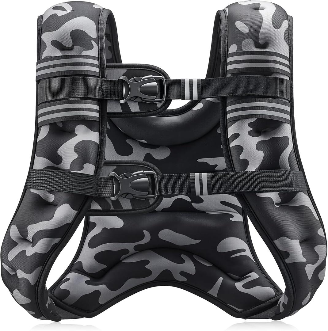 ZELUS Weighted Vest, 16 LB Weight Vest with Reflective Stripe for Workout, Strength Training, Running, Fitness, Muscle Building, Weight Loss, Weightlifting (Black Camo)