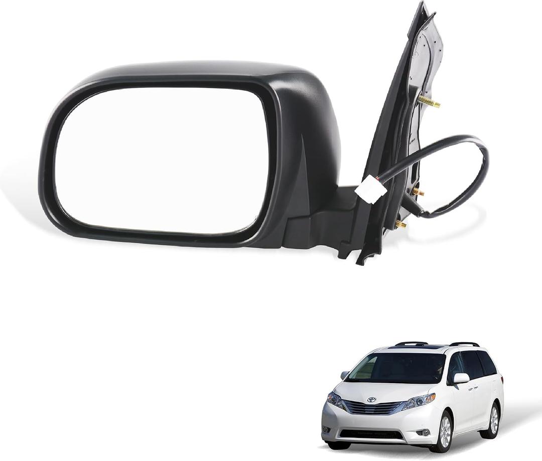 Driver Side Power Door Mirror w/Heated Compatible with Toyota Sienna 2004-2010 Heated Manual Folding Black Outside Rear Left View Mirror, Replacement for 87940AE020 TO1320205