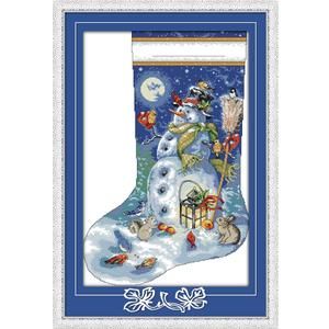 Howie's Needlepoint Cross Stitch Kits, 14CT Pre-Printed Pattern Needlepoint Kits, Full Range of Stamped Starter Kits (Christmas Stocking 3, 16.5 x 23.6 Inch)