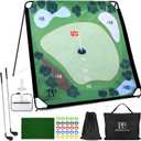 Sticky Golf Chipping Game Set - 6x6 ft Metal Frame Option with Adjustable Clubs, 25 Sticky Balls, Turf Chipping Mat & Scoreboard - Backyard Golf Target Game for All Ages for Indoor/Outdoor Practice