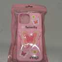 Kawaii 3D Butterfly Phone Case for iPhone 15 (with Retractable Phone Stand & Grip) Cute Girly Cartoon Soft Silicone Phone Cover for Girls, Boys, Kids, Teens, and Women, Pink