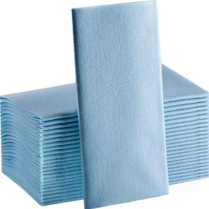 Baby Blue Paper Napkins | Linen Feel Guest Disposable Cloth Like Dinner Napkins | Hand Towels | Soft, Absorbent, Paper Hand Napkins for Kitchen, Bathroom, Parties, Weddings, Dinners | 50 Pack