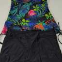 MISSVOG Women Two Piece Tankini Halter Padded Adjustable Drawstring Swimsuit with Boyshorts M