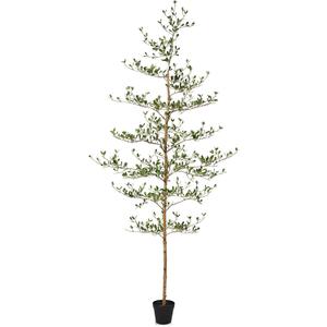 Artificial Black Olive Tree 7ft - Shady Lady Real Wood Trunk Faux Olive Trees Indoor Outdoor Decor - Modern Aesthetic Tall Fake Plants with Pot for Home Living Room Patio Floor