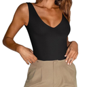 REORIA Butsmooth® Women’s Trendy Sexy Plunge Deep V Neck Sleeveless V Backless Going Out Tank Bodysuits Tops, Small