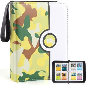 Collectible Trading Card Binder, 400 Pockets Card Holder with 50 Removable Sleeves, Portable Collection Binder Album Book Case Storage, Zipper Card Protective Sleeves for TCG, Sports Card (First Opportunity Camo)