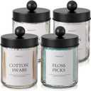 Bathroom Organizers and Storage,4 Pack Bathroom Accessories,Bathroom Decor,Home Decor,Bathroom Storage and Organization,Qtip Holder for Room Decor Aesthetic (Black lids)