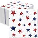 100 Pcs Patriotic Napkins 6.5 Inch 4th of July Paper Napkins Disposable Beverage Napkins Red White Blue Star Napkins for Independence Day Memorial Day Veterans Day Party Supplies