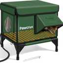 Weatherproof Heated Cat House for Outdoor in Winter, Heated Cat Bed Kitty Shelter with Cat Heating Pad, Insulated & Safe Escape Door, Warm House for Outside Stray Cat (Green, 12.6"x16.5"x16.9")