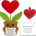 2 x Gifts for Her, Crochet Heart Flowerpot for Wife Girlfriend from Husband Boyfriend Couple Gift Romantic Heart Present Wedding Birthday Gift for Women Men Office Home Decor