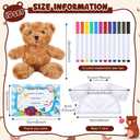 40 Pcs Make Your Own Stuffed Animal Bear Kit DIY 2026 Graduation Plush Gift 10 Pcs 9.84 Inches Rose Velvet Bear 10 White T Shirt 10 Set 12 Color Pen and Card for Graduates Party Craft Gift (Brown)