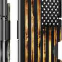 Minimalist Metal Wallet for Men, Ultra-Thin Aluminum Card Holder with Cash Strap, Personalized Wood American Flag, Slim Front Pocket RFID Blocking Wallet