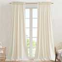 StangH 42 inch Velvet Curtains 2 Panels Set Ivory White Light Dimming Window Drapes 90 inches Long Heavy Privacy Room Dividers for Doorway Hallway Office, W42 x L90, 2 Panels