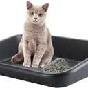 Extra Large Litter Box with High Sides 23.23" Lx16.54 Wx4.33 H, ABS Low Entry Senior Litter Pen Jumbo Pet Safe Litter Boxes Tray for Kittens to Senior Cat, Elderly and Fat Cat (Black)