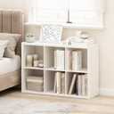 Furinno Cubicle Book Shelf, 6-Cube Bookshelf, Extra Thick Frame Horizontally & Vertically Reversible Bookcase with Open Back, 14.6" x 44" x 30", for Living Room, Bedroom, Home Office, White, 6-cube,1.2in