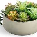 8inch Artificial Succulent Plants in Pots,Large Fake Succulents with Creamy White Ceramic Pot for Home Office Desk Bathroom Coffee Table Decor