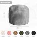 HIGOGOGO Round Stuffed Pouf Ottoman, Stripe Faux Fur Poufs with Foam Chunk Filling, Furry and Fluffy Pouf Foot Stool Storage Ottoman, 20 X 15 Floor Poufs Foot Rest for Living Room, Grey