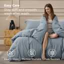 Bedsure 100% Washed Cotton Duvet Cover Queen Size - Dusty Blue Minimalist Cotton Bedding Linen Like for All Seasons - GentleSoft Plain Simple Duvet Cover, 3 Pieces (Dusty Blue, Queen, 90"x90")