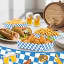 50PCS 3lb Oktoberfest Paper Food Trays  Heavy-Duty Disposable Serving Basket Trays for Oktoberfest Decorations, Party Supplies, German Theme Birthday Party Favors & Plates